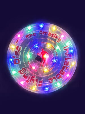 Carnival Spark - 12-in inflatable flying disc with red and white printing and multicolor LED Carnival Spark - 12-inch multicolor LED disc for dynamic day or night play